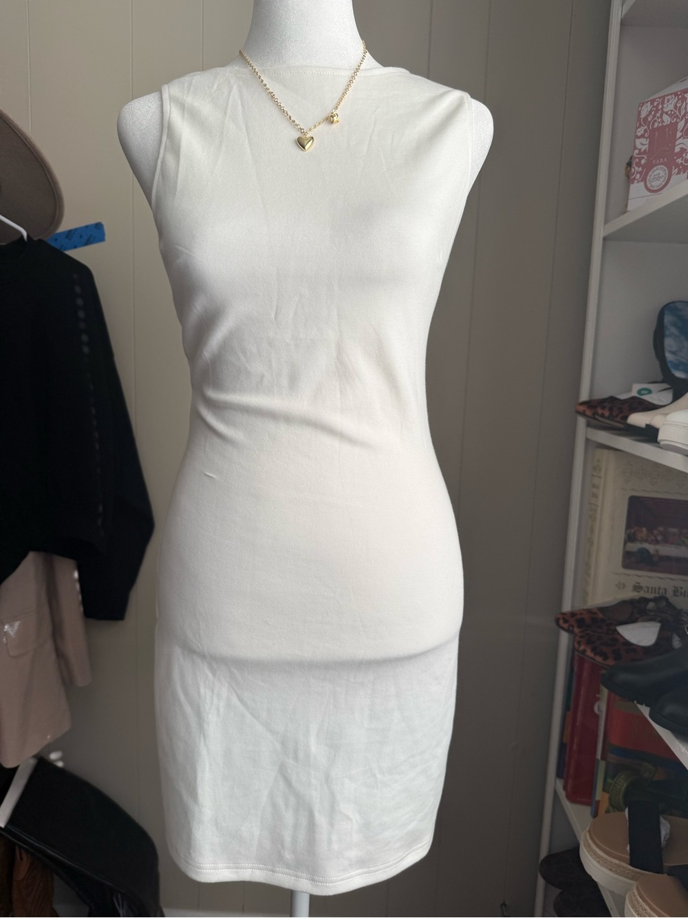 Sleeveless White Bodycon Dress size XS